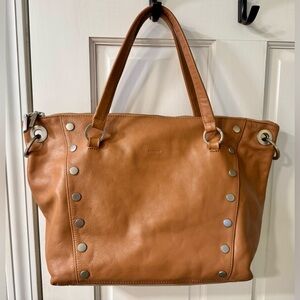 Hammitt Daniel Leather Satchel Tote almond tan with strap